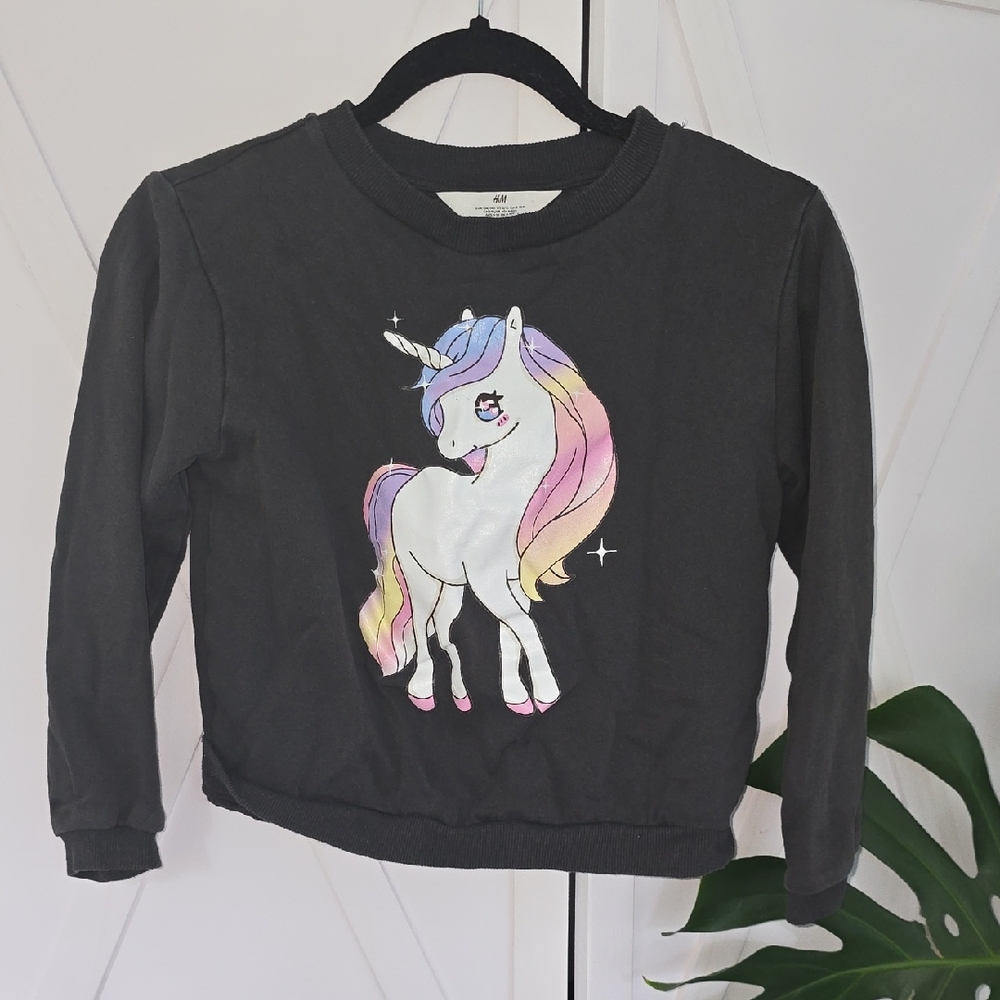 H&M Black Unicorn Sweatshirt Cozy Pullover
